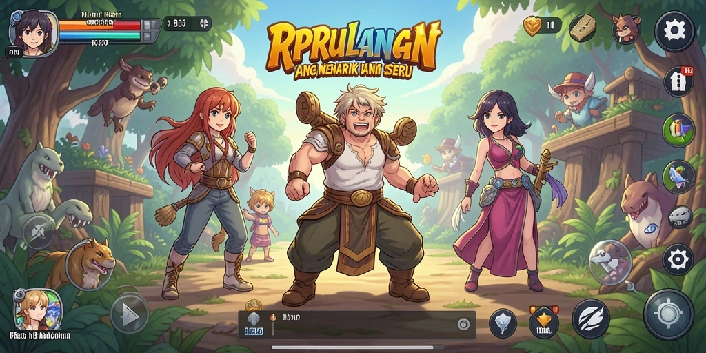 Tampilan gameplay seru dengan karakter Anime yang menawan.